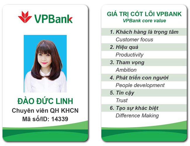 Thẻ nhân viên ngân hàng VP Banks